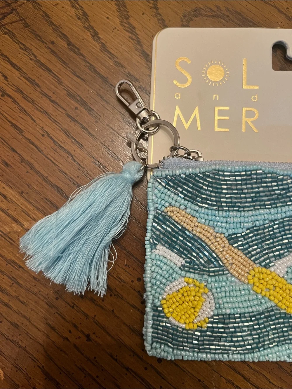 Sol and Mer beaded swimmer coin purse, new
